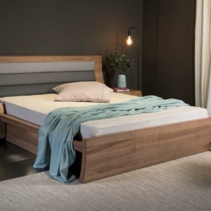 σετ ξύλινη κρεβατοκάμαρα σάρα ελιά κρεβάτι με κεφαλάρι και κομοδίνο
